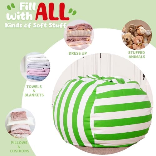 WEKAPO Stuffed Animal Storage Bean Bag Chair Cover for Kids - Image 5