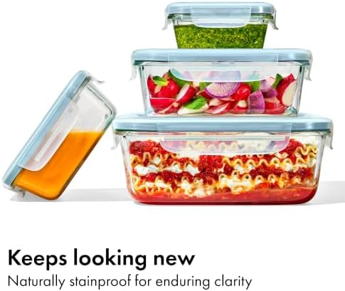 OXO Good Grips Smart Seal 8-Cup Glass Food Storage Container - Arctic Blue - Image 4
