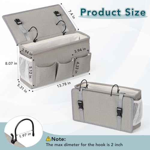 Bedside Caddy Storage Organizer for Bed Rails, Bed Caddy with 6 Pockets - Image 5