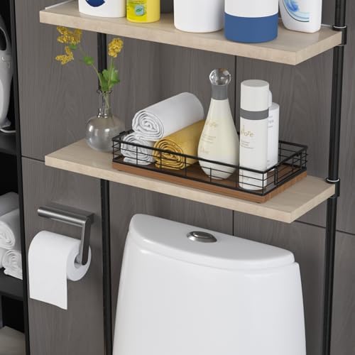 Toilet Paper Basket, 13" Bathroom Toilet Tank Basket with Handles Walnut - Image 3