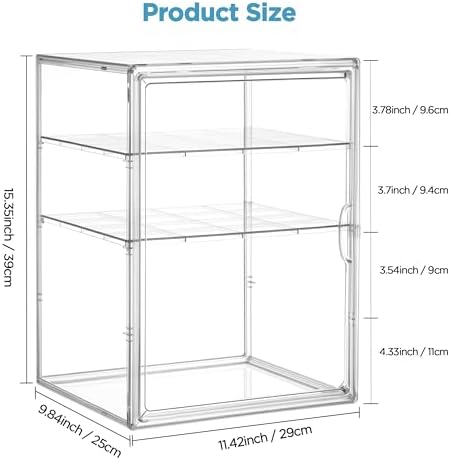 HBlife Baby Bottle Storage Organizer for Countertop Cabinet, 3 Tiers Adjustable Clear Acrylic Bottles Storage Station Case Box Container with 2 Removable Dividers and Magnetic Door, X-Large - Image 3