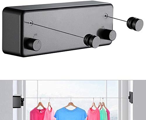 JOOM Retractable Clothesline Indoor,Dual 2 x 13.8 FT Clothes Lines,Black T by JOOM