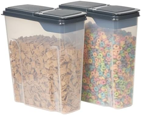 2-Pack Plastic Cereal Keeper Storage Containers 24 Cup, Dark Gray Lid - Image 5