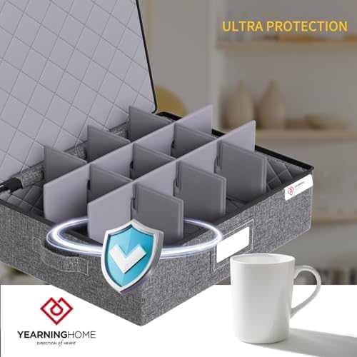 China Storage Containers Hard Shell Box for Moving Dishes, Plate, Wine and Glasses, Dinnerware, Mugs, Saucers Quilted Organizer Dividers for Packing Fine China Storage Containers 5Piece Grey - Image 4