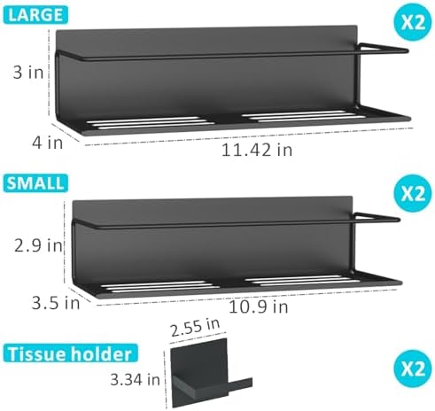 Magnetic Spice Rack For Refrigerator, Magnetic Fridge Shelf For Kitchen, Magnetic Shelf For Fridge Space Saving Black 4 Pack With Magnetic Paper Towel Holder - Image 2