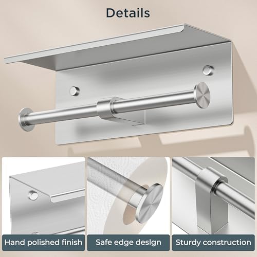 FORIOUS Toilet Paper Holder with Shelf, Commercial Toilet Paper Dispensers - Image 5