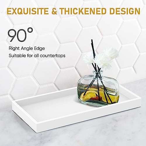 Silicone Bathroom Tray,Shatterproof Bathroom Vanity Tray（White 10.6*5.1 in） - Image 2