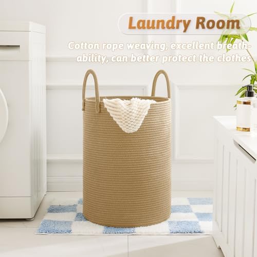 Artfeel Laundry Basket,Woven Cotton Rope Laundry Hamper,60L for Decorative Storage of Dirty Clothes,Toys and Blankets in Bathroom,Baby Room and Living Room - Image 5