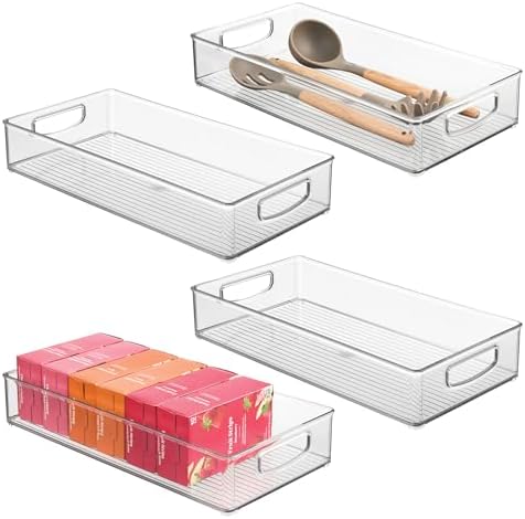 iDesign Stackable Clear Plastic Extra Long Pantry Organizers, 4-Pack by iDesign