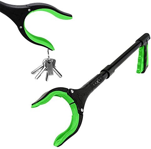 Grabber Reacher Tool 19 Inch Long, Foldable Pick Up Stick - Strong Grip Magnetic Tip - Heavy Duty Trash Picker Claw Reacher Grabber Tool Elderly Wheelchair Mobility Aid (Green) by Luxet