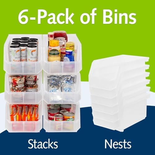 ReadySpace Large Stackable Plastic Storage Bins, 6-Pack, Clear - Image 4