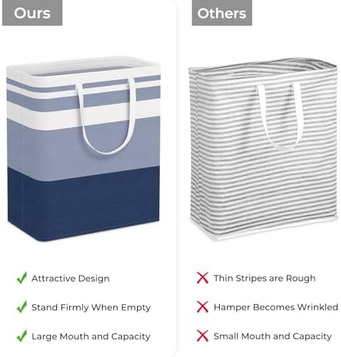 HomeHacks 2 Pack Large Laundry Baskets, Laundry Hampers Bags (Blue 100Lx2) - Image 3