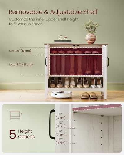 VASAGLE Shoe Storage Cabinet, 3‑Tier with Height‑Adjustable Shelves - Image 5