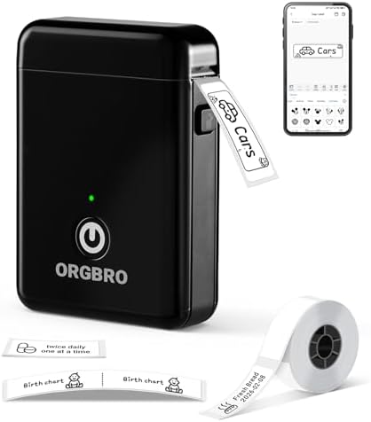 ORGBRO Label Maker Machine with Tape, X1 Bluetooth Mini Label Printer by ORGBRO