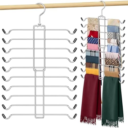 10 Tiers Scarf Organizer for Closet 360° Swivel Scarf Hanger Hijab Holder by Besslly