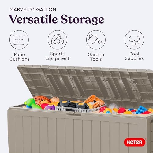 Keter Marvel 71 Gal Outdoor Storage Box for Patio and Pool Accessories - Image 5