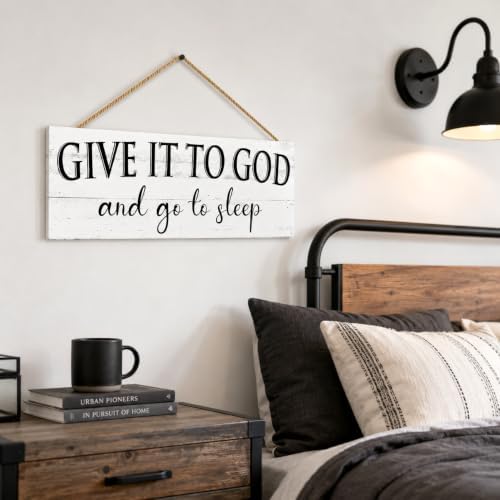 Give It to God and Go to Sleep Sign Wall Decor for Bedroom 6"x14.5" - Image 5