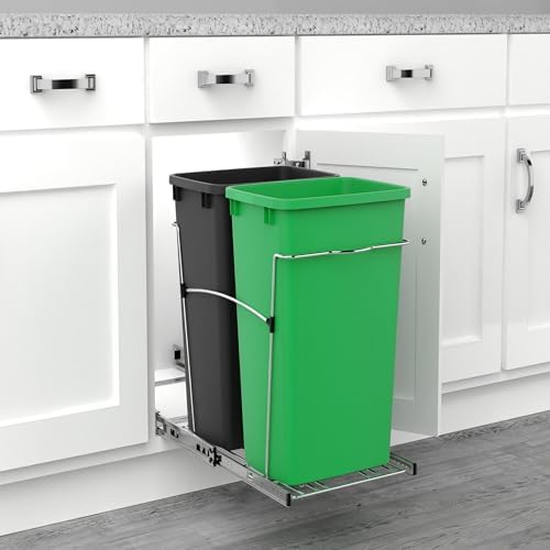 Rev-A-Shelf Double Pullout Garbage Trash Cans for Kitchen Cabinets, 35 Qt - Image 6