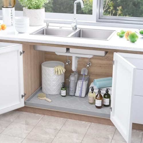 SIKADEER Waterproof Under Sink Mat 22" x 22" Silicone Mat Cabinet Protector - Image 2