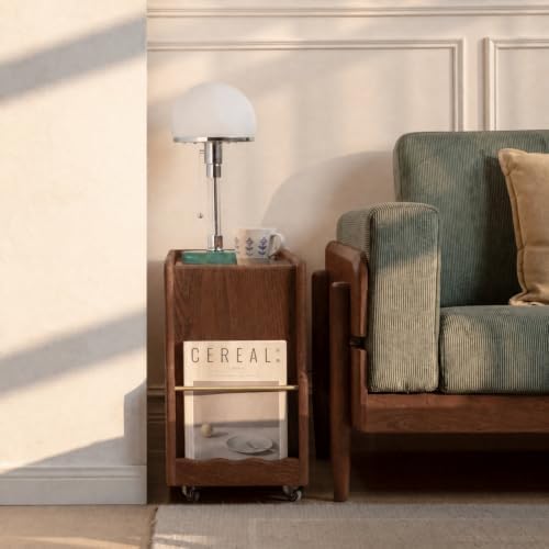Solid Oak Side Table with Storage, Narrow End Table with Magazine Rack - Image 5