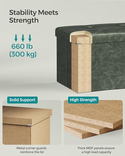 SONGMICS Storage Ottoman Bench, 30 Inches Folding Foot Rest Stool - Image 5