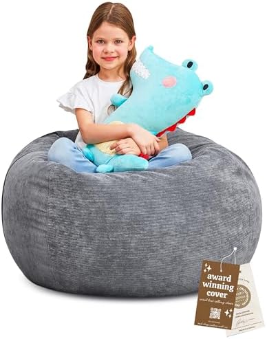 Huddle Designer Stuffed Animal Bean Bag Storage Chair Cover XL Grey by HuddleSupplyCo