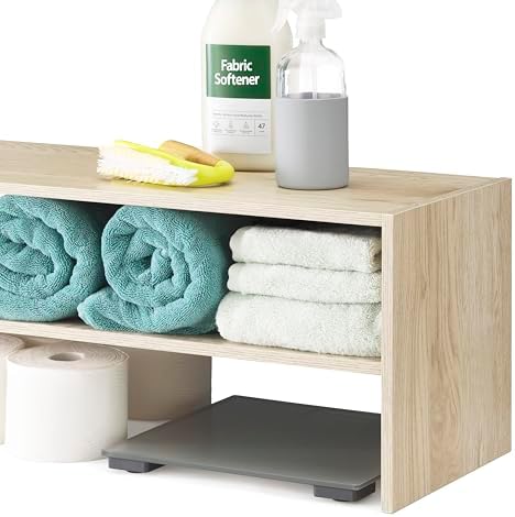 Whitmor Stackable 31" Extra Wide 2-Shelf Storage Organizer, Light Brown，2 Pack - Image 4