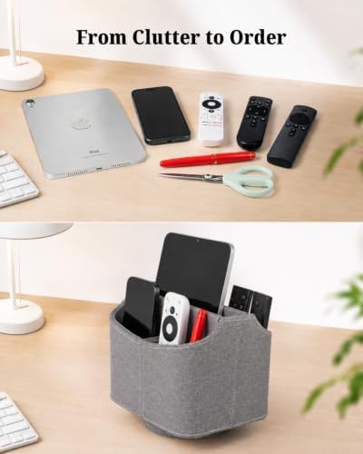 LAMOTI Remote Control Holder, 360° Rotating PU Leather Desk Organizer - Image 5