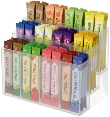 3-Tier Drink Packet Organizer, Water Flavor Packet Holder with 12 Slots by FMOACEN