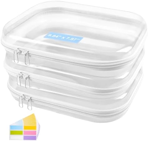 3 Pack Clear Hard Shell Zipper Cases, Hard Snack Case, 9.84 x 7.87 in by Unknown