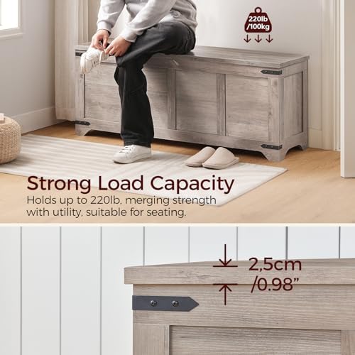 MAHANCRIS 47.2" Storage Chest Extra Large, Toy Box with 2 Safety Hinges - Image 5