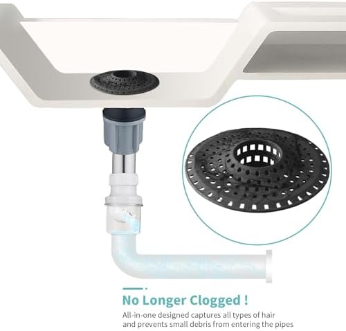 Aluvor Shower Hair Drain Catcher, Silicone Bathtub Drain Hair Catcher Strainer, All-in-one Tub Hair Catcher Drain Protector for 1.48'' to 1.76'' Regular Drains, 3PCS/Black - Image 6