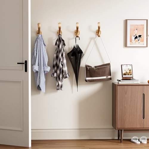 Coat Hooks Heavy Duty - Easy to Install Metal Towel Hooks Fashionable Wall Hooks for Hanging Hat, Towel, Key, Robe, Scarf, Bag, Cap (10 PCS Gold) - Image 6