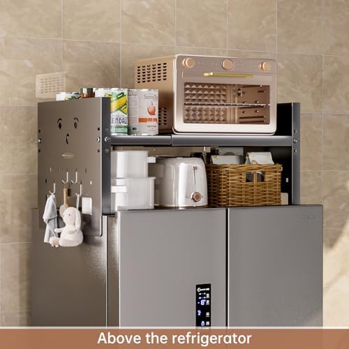 Adjustable Top Storage Shelf for Refrigerator or Washer, Dryer Countertop, Expandable Storage Shelves for Kitchen, Laundry Room and Dorm Room (Gray) - Image 3