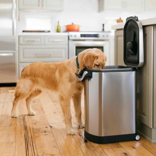 simplehuman Large Pet Food Storage Container, Holds 30-35 lb / 14-16 kg of Dry Dog Food, Cat Food, or Bird Seed, Airtight Lock-Tight Lid with Magnetic Scoop, BPA-Free, Brushed Stainless Steel - Image 2