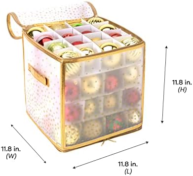 Simplify 64 Count Ornament Storage Box | Plastic | Decorative Organizer | Storage Bin | Gold | L12 x W12 x H12 - Image 6