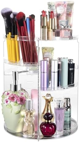 COYAHO 360 Rotating Makeup Organizer, Spinning Countertop, Cosmetic Holder Shelf, Make Up Organizers and Storage for Bedroom, Transparent by Coyaho
