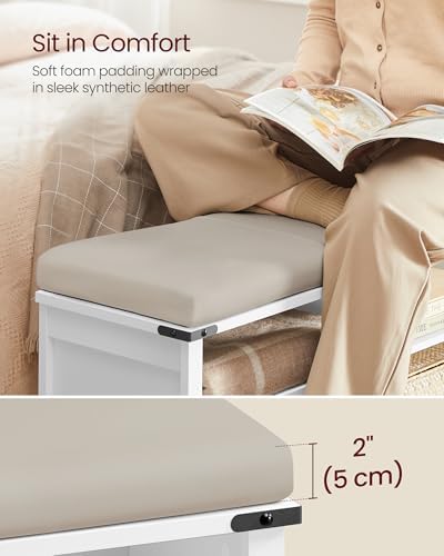 VASAGLE Shoe Storage Bench with Removable Cushion, Adjustable Shelves - Image 4