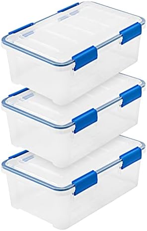 IRIS USA 3-Pack 16 Qt Storage Bins with Gasket Lids, Clear/Blue by Unknown