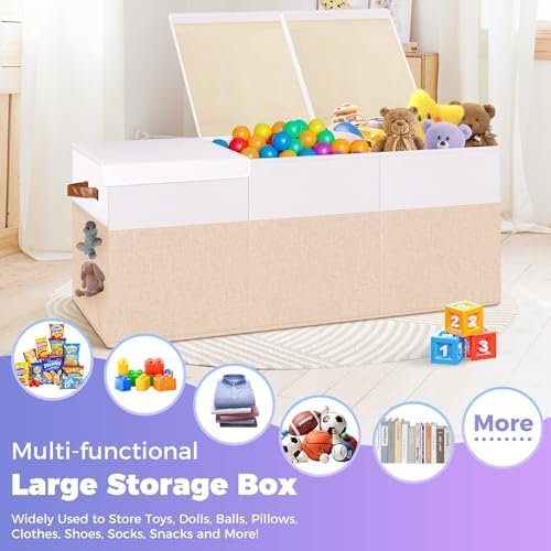 Extra Large Toy Storage Box with Lid, Collapsible Toy Chest, 40"x14"x16" - Image 6