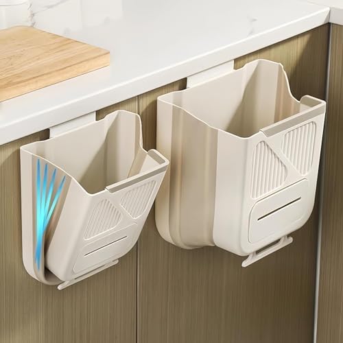Collapsible Hanging Trash Can for Kitchen Cabinet Door, 2.64 Gallon by YJPPDD-Yourde-stressedspace