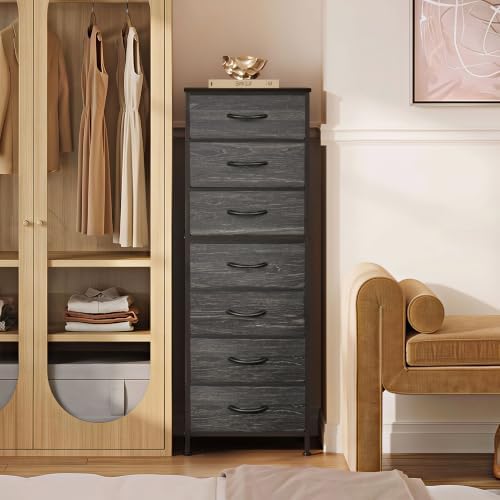 WLIVE Tall Dresser for Bedroom, 7 Drawer Dresser, Black Wood Grain - Image 5