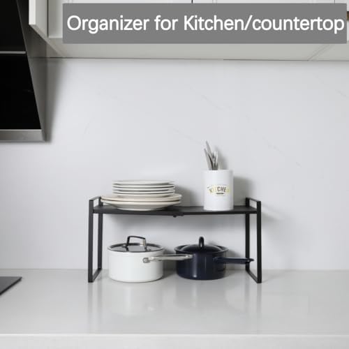 Expandable Cabinet Shelf Organizer Riser for Kitchen Pantry Cupboard Under Sink Countertop (black, 8.2’’D * 12.2-21.6’’W * 10.4’’H) - Image 3