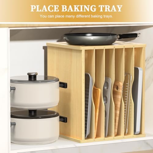 7 Tier Large Size Wooden Tray Dividers for Cabinets, Cookie Sheet Organizer - Image 5