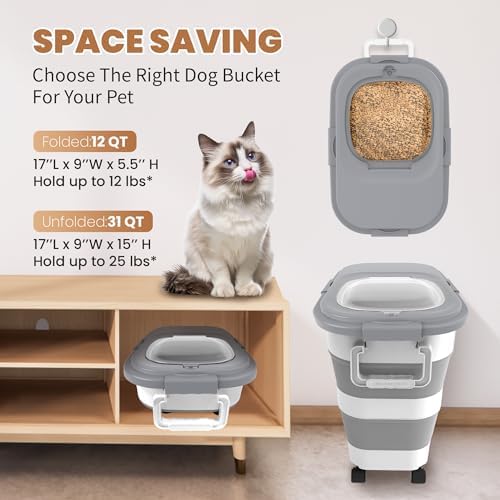23-25Lbs Airtight Dog Food Storage Container,Collapsible Dog Food Container - Image 5