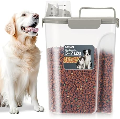Dog Cat Food Storage Container with Cup (Dark Olive, 5L) by ODOMU