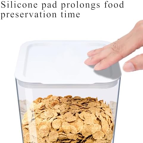 Cereal Dispenser Countertop, 5L Cereal Containers Storage Dispenser for Pantry, Large Dry Food Cereal Dispenser, Not Easy to Crush Cereal, Can Hold Oatmeal, Candy, Snack, Grain, Pet Food (White, 3Pc) - Image 4