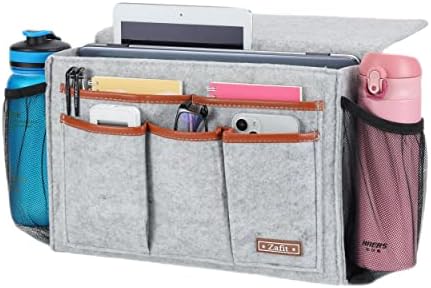 Zafit Bedside Caddy, Large Size Bedside Storage Organizer Bedside Organizer Caddy for Magazine Remotes Phone (13.4'' x 18.1'' Plus Size, Light Grey) by ZAFIT