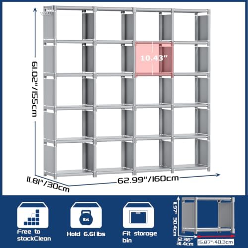 Mavivegue 20 Cube Book Shelf, Storage Organizer, Large DIY Bookcase-Grey - Image 2