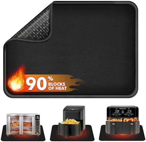 Non-slip Air Fryer Mats for Countertop, 2mm Thick, 18x15 in, Black by Amerbro